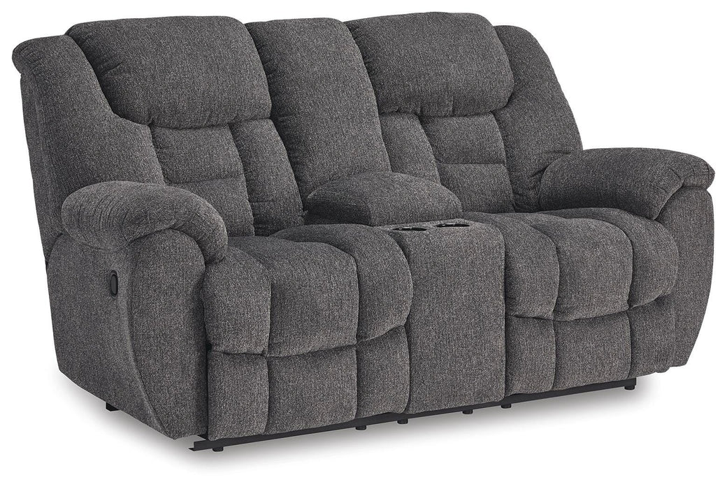 Foreside Reclining Loveseat with Console - Dream Home Furniture & Mattress (Waite Park, MN)