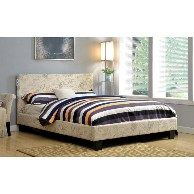 Evans E.King & Cal.King Bed Espressso, White, & Camel