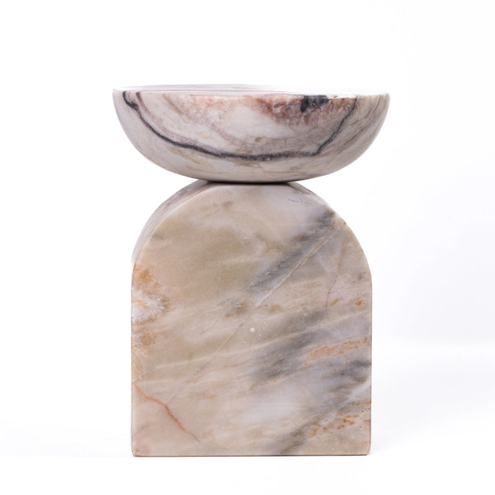 Marble White Brown Candle Holder