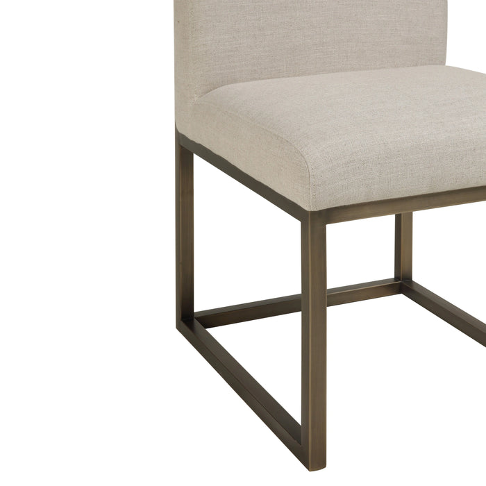 Haute Beige Linen Chair in Brass