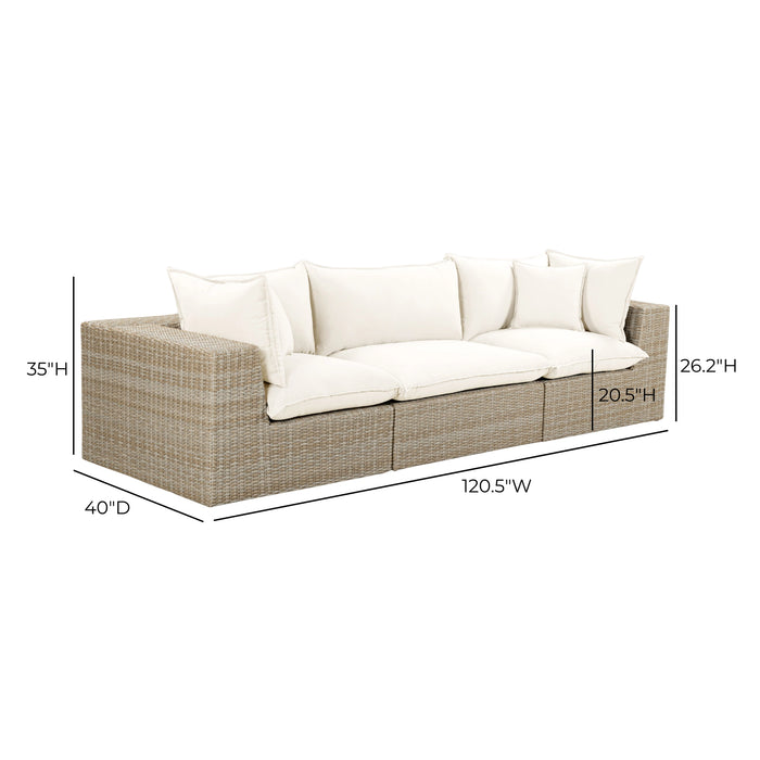 Cali 120" Natural Wicker Outdoor Modular Sofa