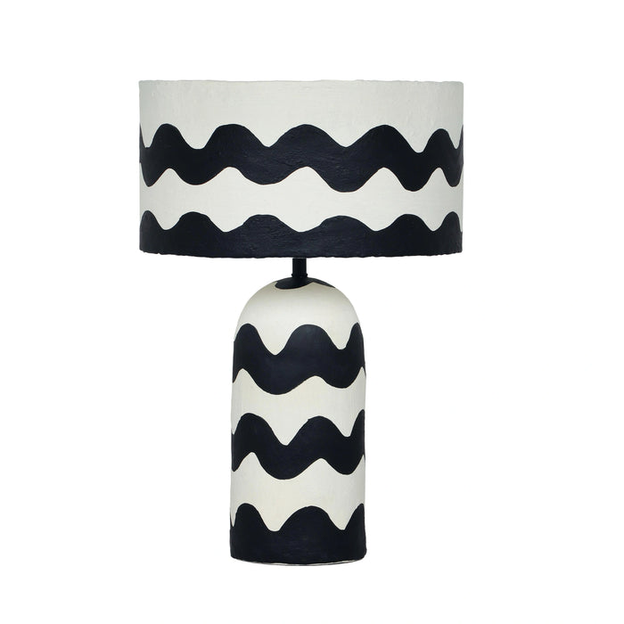 Tropea Black Waves Papier Mache Table Lamp