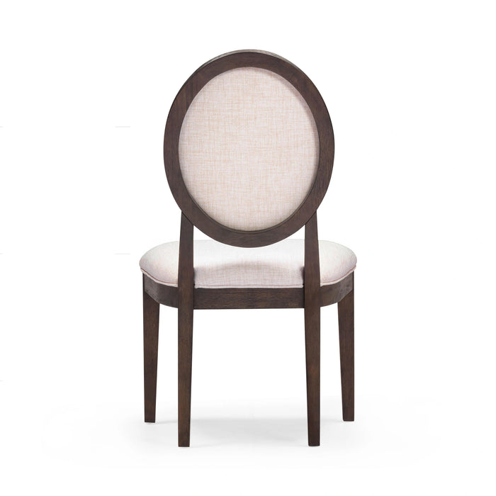 Mila Dark Brown and Beige Performance Fabric Dining Chair - Set of 2