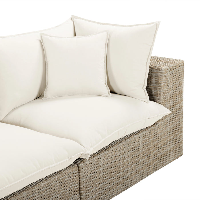 Cali 120" Natural Wicker Outdoor Modular Sofa