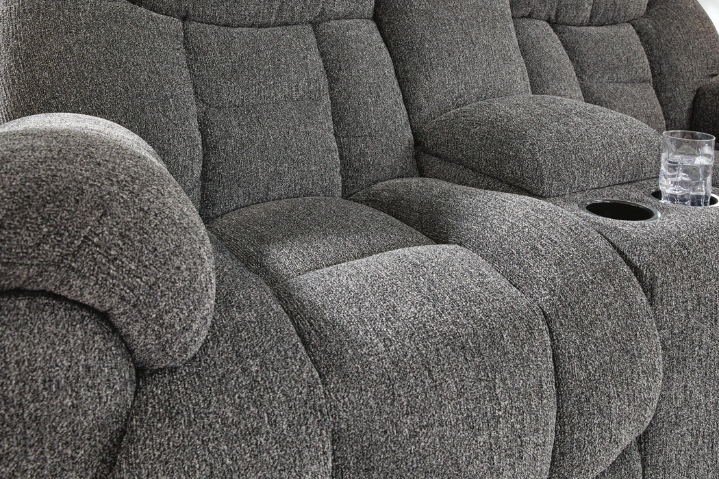 Foreside Reclining Loveseat with Console - Dream Home Furniture & Mattress (Waite Park, MN)