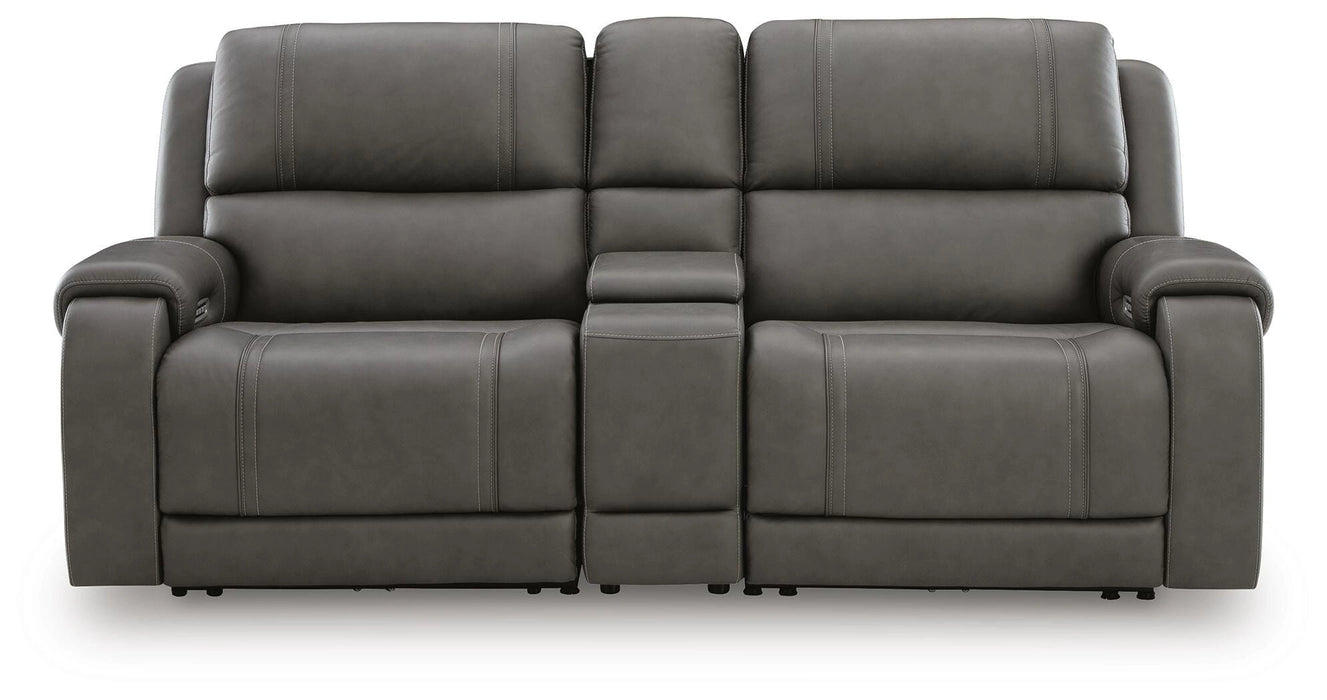 5Z - Pittson Power Reclining Sectional Loveseat with Console - Dream Home Furniture & Mattress (Waite Park, MN)