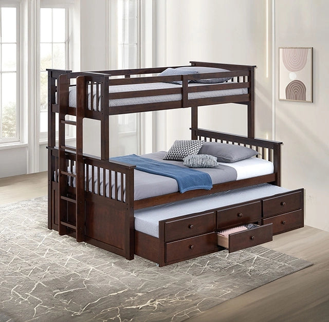 University Twin/Full Bunk Bed Grey, Walnut, & White - Dream Home Furniture & Mattress (Waite Park, MN)