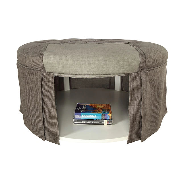 Claes Round Ottoman Gray - Dream Home Furniture & Mattress (Waite Park, MN)
