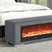 Elnath Bench w/ Visual Wood Log Fireplace Gray - Dream Home Furniture & Mattress (Waite Park, MN)
