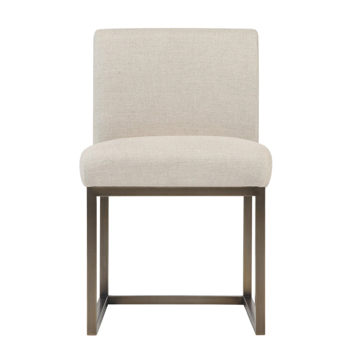 Haute Beige Linen Chair in Brass