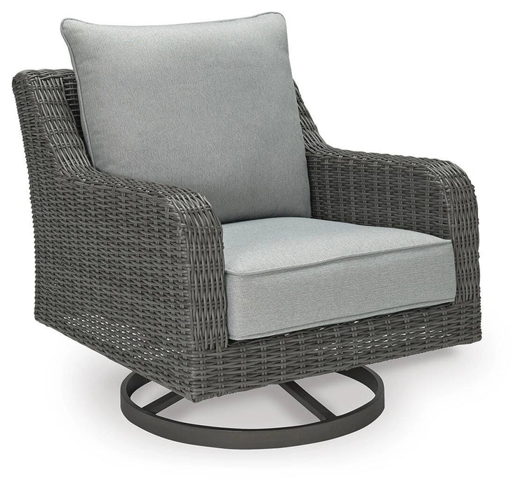 Elite Park Outdoor Swivel Lounge with Cushion - Dream Home Furniture & Mattress (Waite Park, MN)