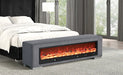 Elnath Bench w/ Visual Wood Log Fireplace Gray - Dream Home Furniture & Mattress (Waite Park, MN)