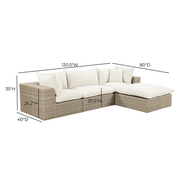 Cali 4-Piece Natural Wicker Outdoor Modular Sectional