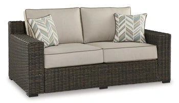 Coastline Bay Outdoor Loveseat with Cushion - Dream Home Furniture & Mattress (Waite Park, MN)