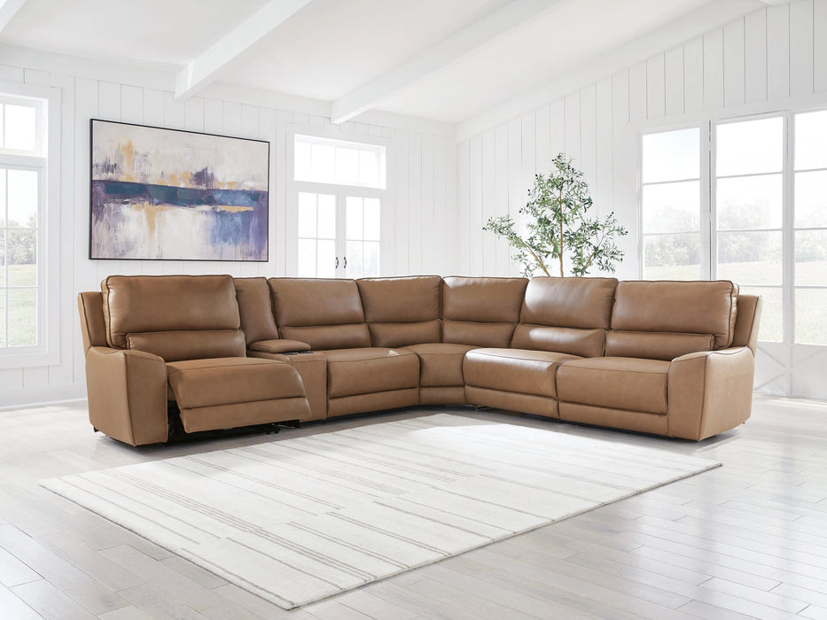 DeepWakes Reclining Sectional with Storage Console - Dream Home Furniture & Mattress (Waite Park, MN)