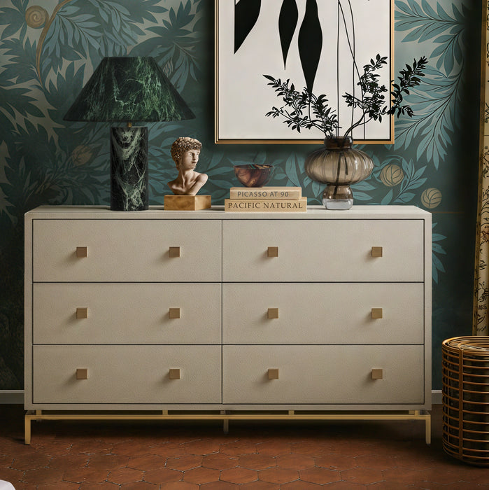 Pesce 57" Faux Shagreen 6-Drawer Dresser