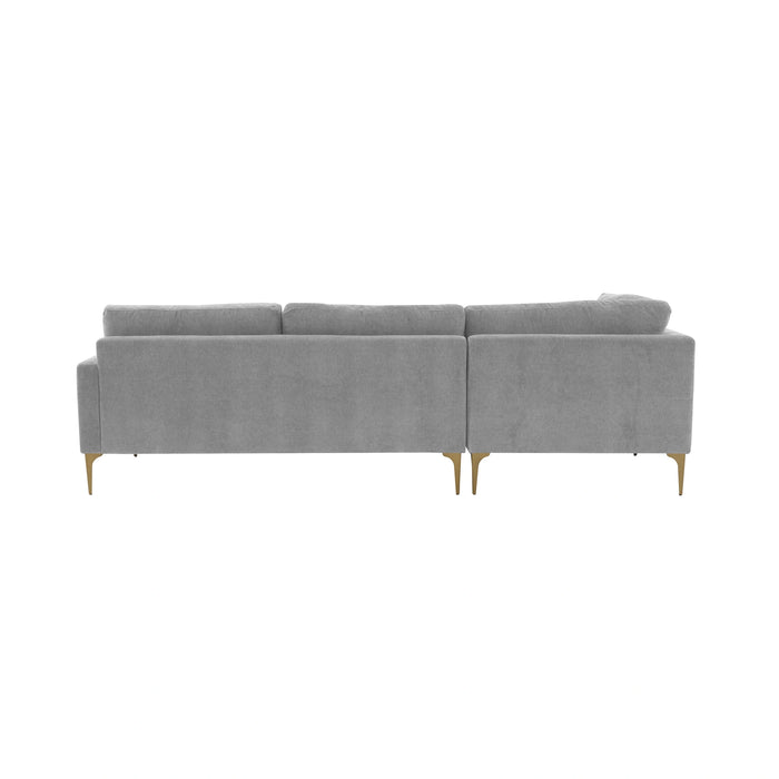 Serena 3-Piece Performance Grey Velvet Chaise Sectional