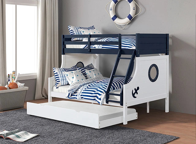 Nautia Twin/Full Bunk Bed Black & White - Dream Home Furniture & Mattress (Waite Park, MN)