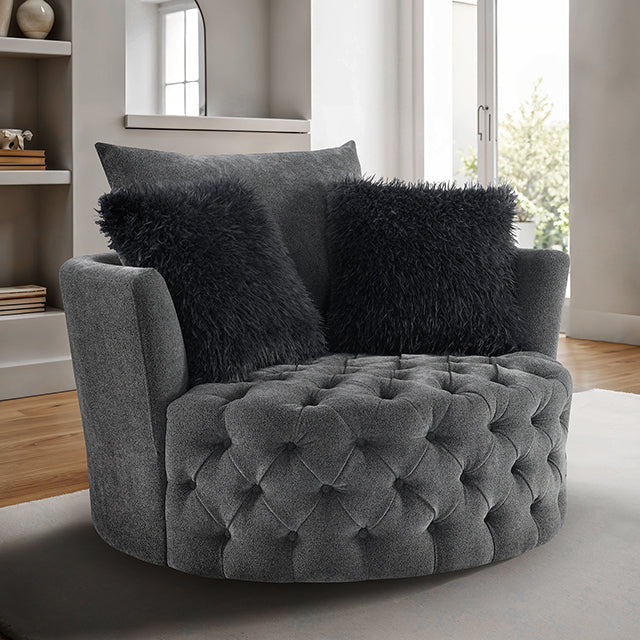 Sofi Button Tufted Swivel Chair - Dream Home Furniture & Mattress (Waite Park, MN)