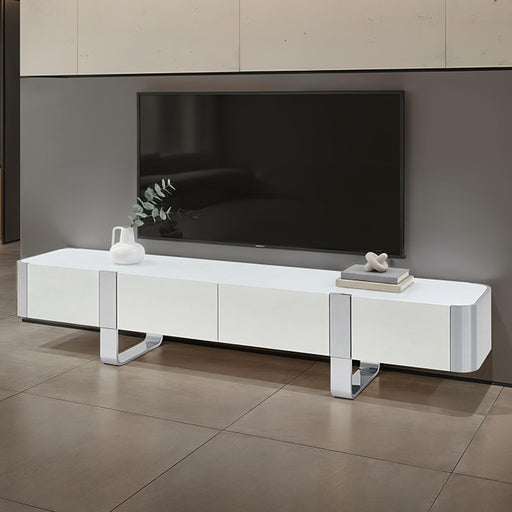 Larvik TV Stand White w/ Silver Frame - Dream Home Furniture & Mattress (Waite Park, MN)
