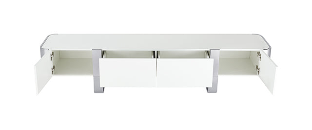 Larvik TV Stand White w/ Silver Frame - Dream Home Furniture & Mattress (Waite Park, MN)