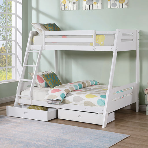 Emilee Twin/Full Bunk Bed White, Grey, Espresso, & Black - Dream Home Furniture & Mattress (Waite Park, MN)