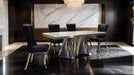 Basilicata 7 Pc Dining Table Set Chrome & Gold 5 - Dream Home Furniture & Mattress (Waite Park, MN)