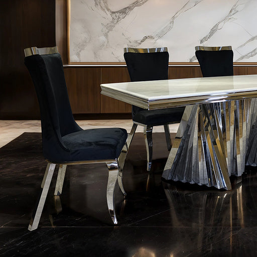 Basilicata 7 Pc Dining Table Set Chrome & Gold 5 - Dream Home Furniture & Mattress (Waite Park, MN)