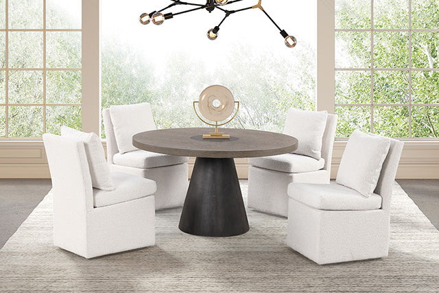 Broager 5 Pc Dining Table Set (Light Gray Swivel Chairs) - Dream Home Furniture & Mattress (Waite Park, MN)