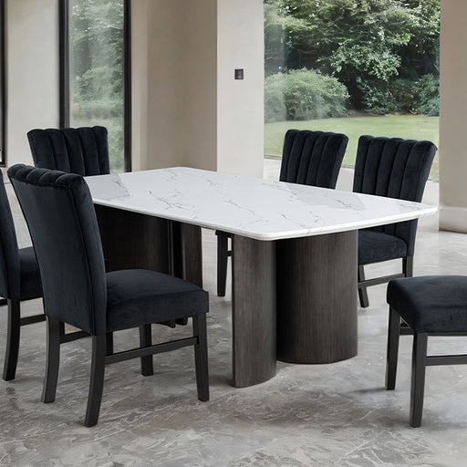 Selsey Dining Table, White Stone Top - Dream Home Furniture & Mattress (Waite Park, MN)