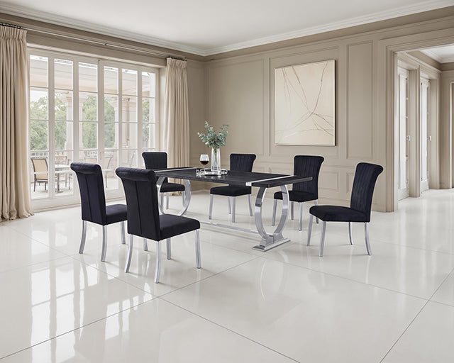 Horley 80" Dining Table, Silver Frame - Dream Home Furniture & Mattress (Waite Park, MN)