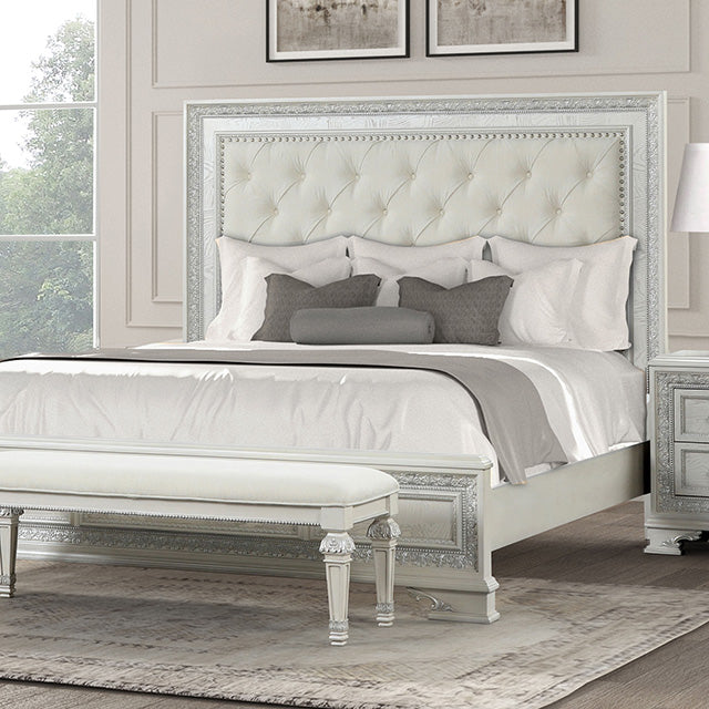 Stella Mia E.King & Queen Bed White & White - Dream Home Furniture & Mattress (Waite Park, MN)