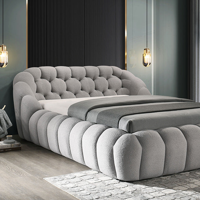 Newquay E.King & Queen Bed White, Grey, & Black - Dream Home Furniture & Mattress (Waite Park, MN)