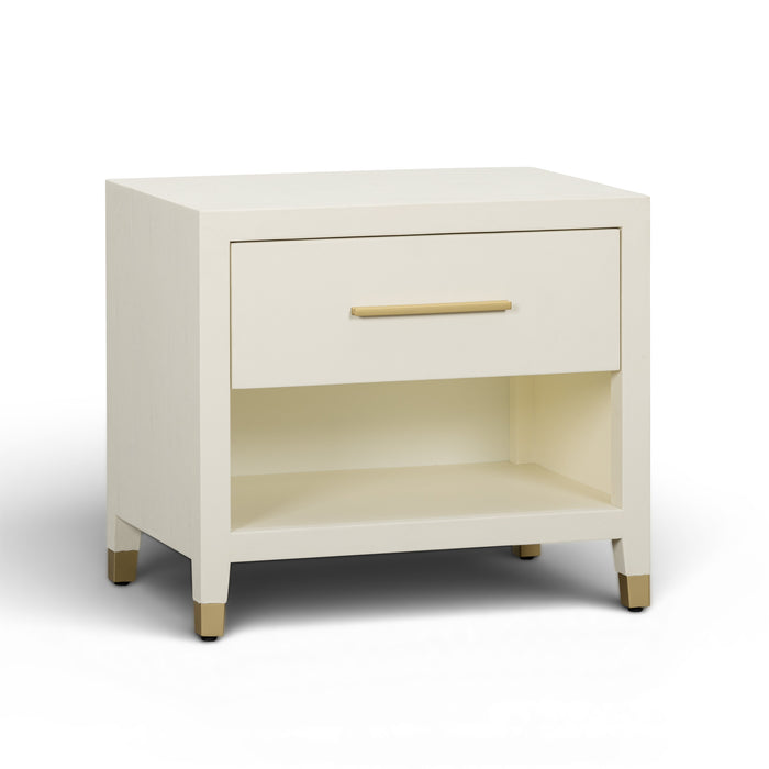 Dani 25" Cream Faux Shagreen Nightstand with Drawer