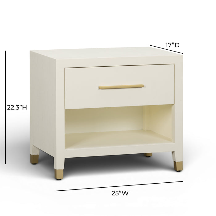 Dani 25" Cream Faux Shagreen Nightstand with Drawer