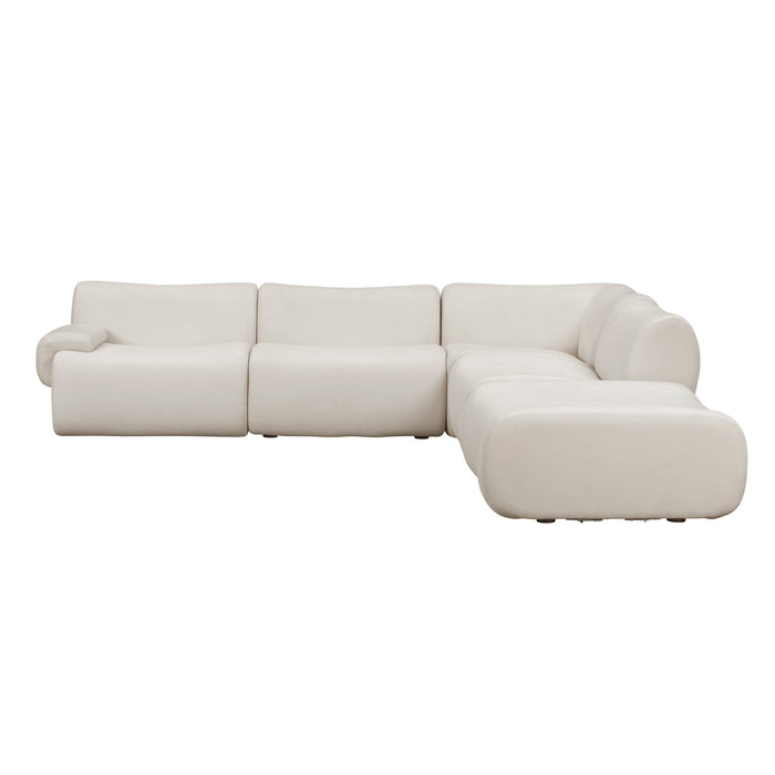 Zenith 5-Piece Contract-Grade Upcycled Fabric Cream Modular Sectional