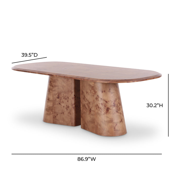 Gladyss 87" Brown Burl Oval Dining Table