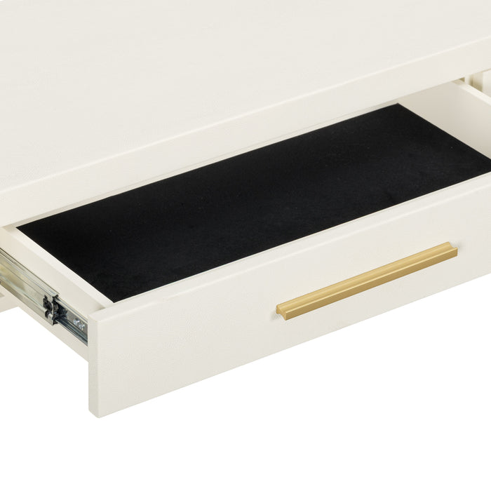Dani 54" Cream Faux Shagreen 2-Drawer Console Table
