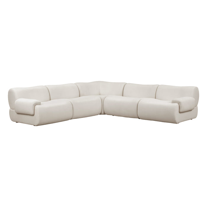 Zenith 5-Piece Contract-Grade Upcycled Fabric Cream Modular L-Sectional