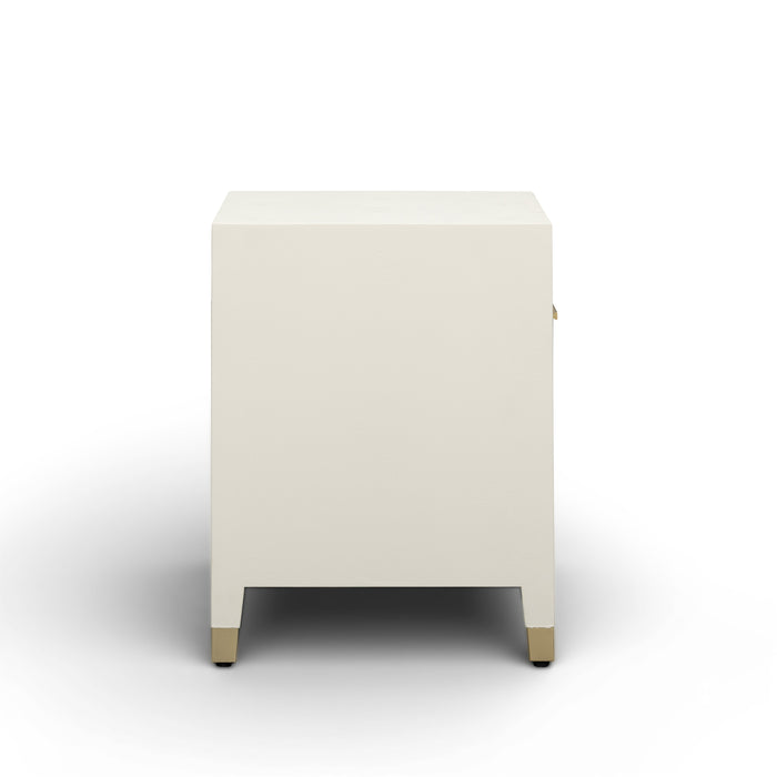 Dani 25" Cream Faux Shagreen Nightstand with Drawer