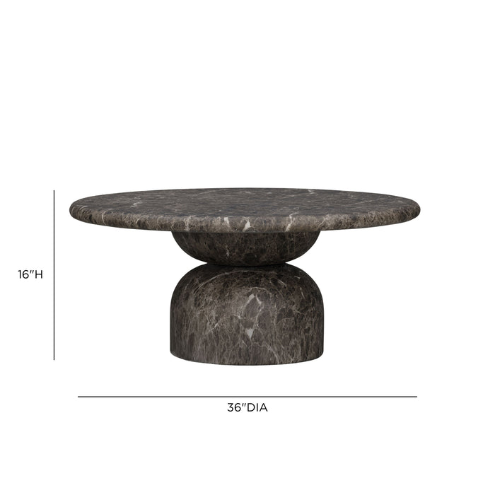 Cynthia 36" Faux Travertine Concrete Indoor/Outdoor Coffee Table