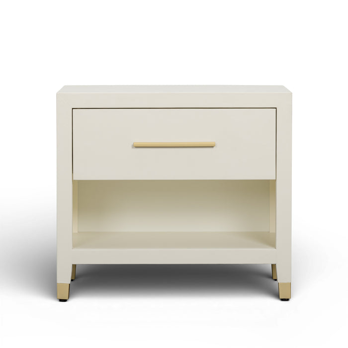 Dani 25" Cream Faux Shagreen Nightstand with Drawer