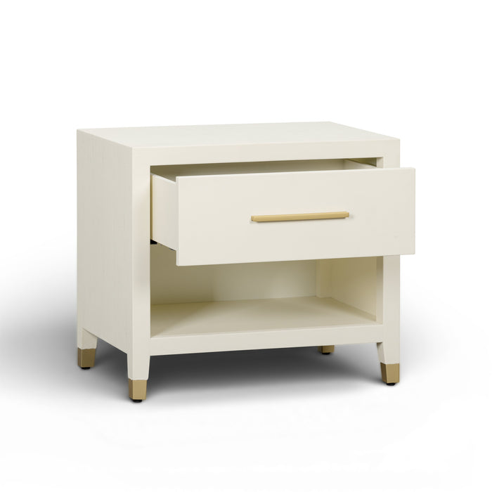 Dani 25" Cream Faux Shagreen Nightstand with Drawer