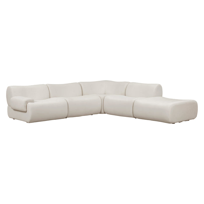 Zenith 5-Piece Contract-Grade Upcycled Fabric Cream Modular Sectional