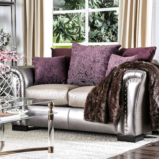 Benigno Love Seat Silver & Gray - Dream Home Furniture & Mattress (Waite Park, MN)
