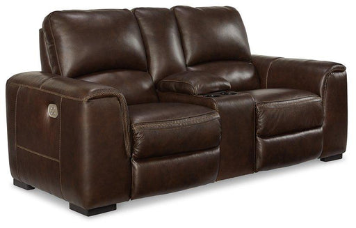 Alessandro Walnut Power Reclining Loveseat with Console image