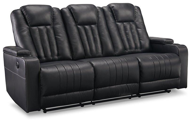 Center Point Black Reclining Sofa with Drop Down Table image