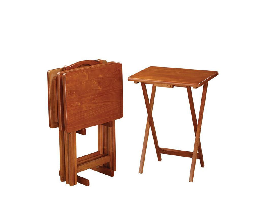Brown Tray Table Set With Stand image