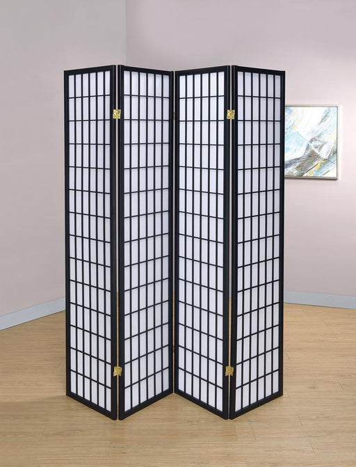 Transitional Black Four-Panel Screen image